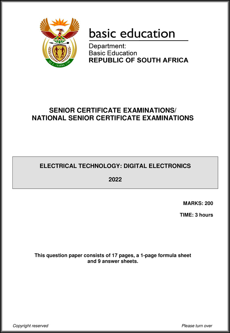Grade 12 Electrical Technology past paper 2022 – electrical technology may june 2022 digital eng gr12