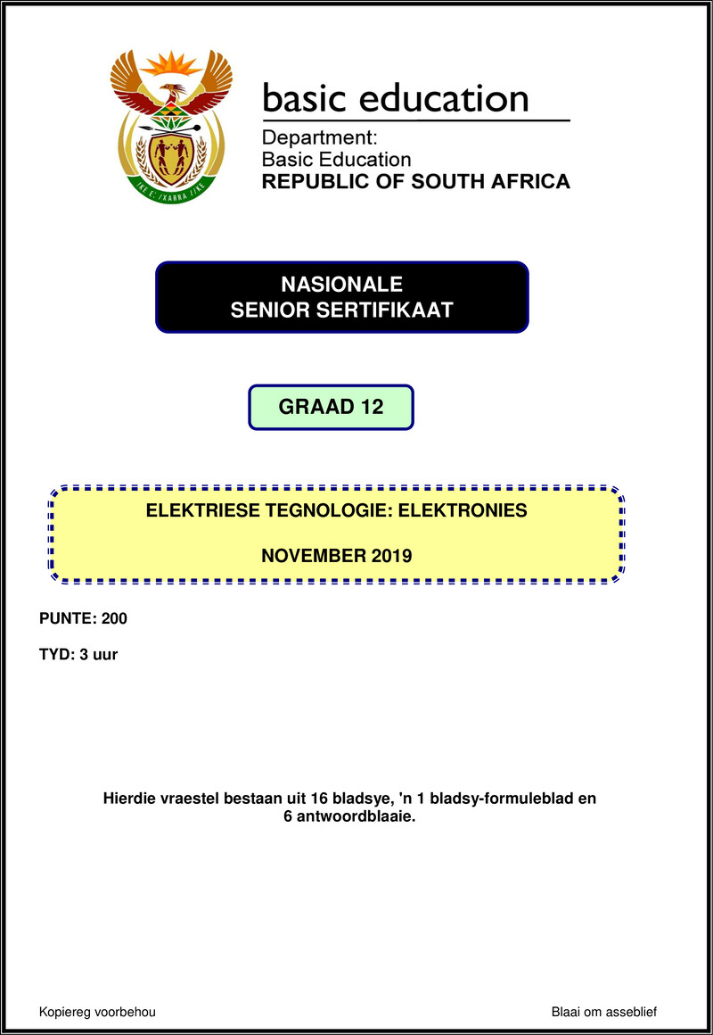 Electrical Technology Nov 2019 Electronics Afr Gr12