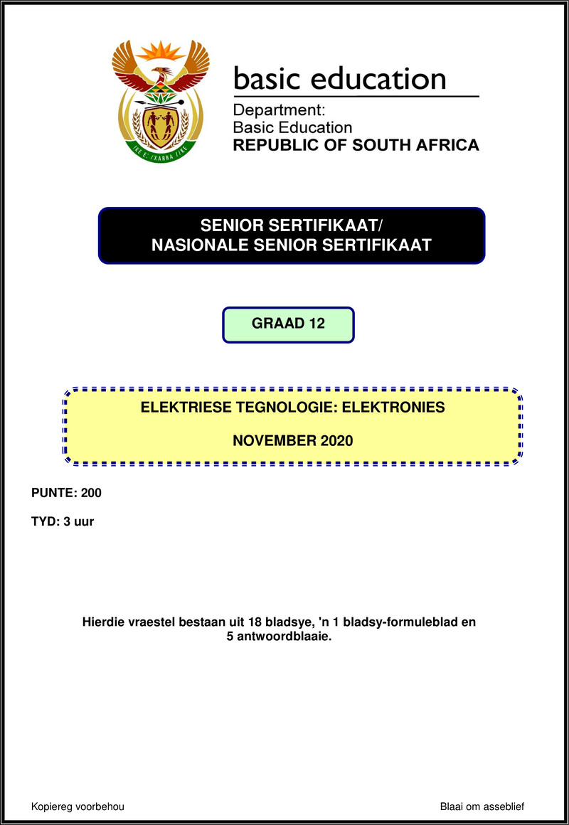 Electrical Technology Nov 2020 Electronics Afr Gr12