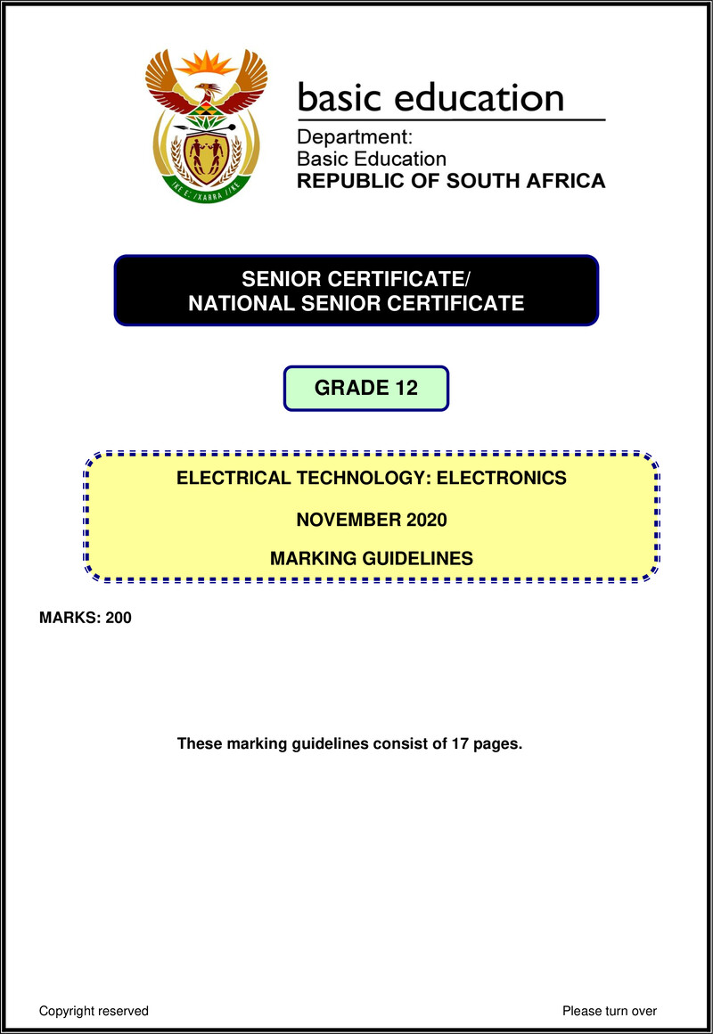 Electrical Technology Nov 2020 Electronics Memo Eng Gr12