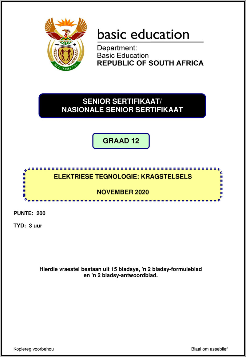 Electrical Technology Nov 2020 Power Systems Afr Gr12