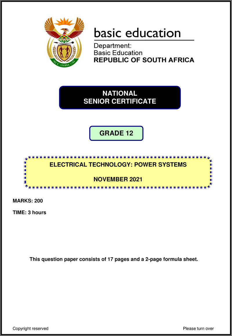 Electrical Technology Nov 2021 Power Systems Eng Gr12