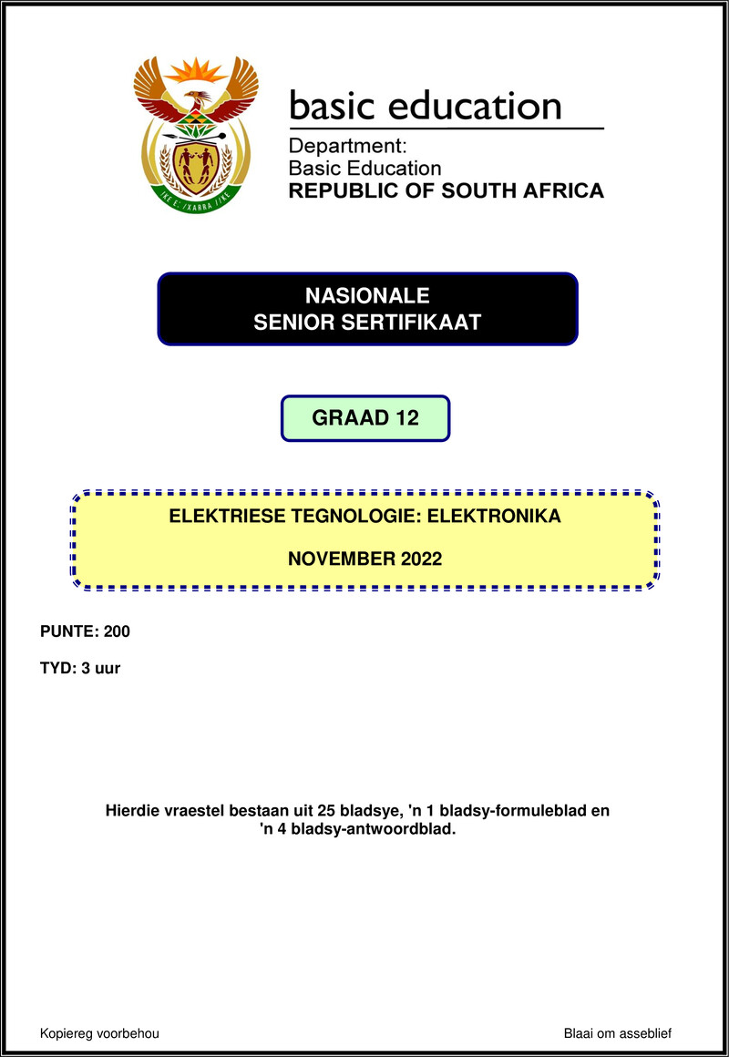 Electrical Technology Nov 2022 Electronics Afr Gr12