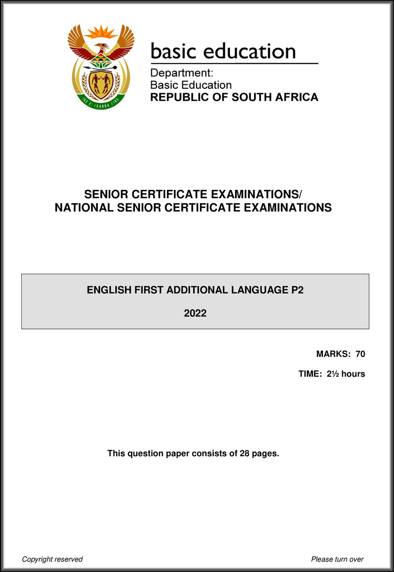 English Fal P2 May June 2022 Gr12