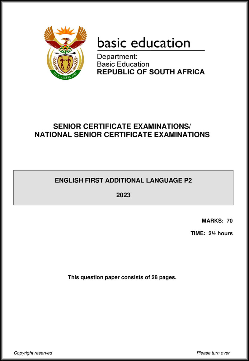 English Fal P2 May June 2023 Gr12