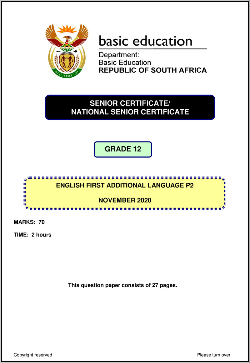 English Fal P2 Nov 2020 Gr12