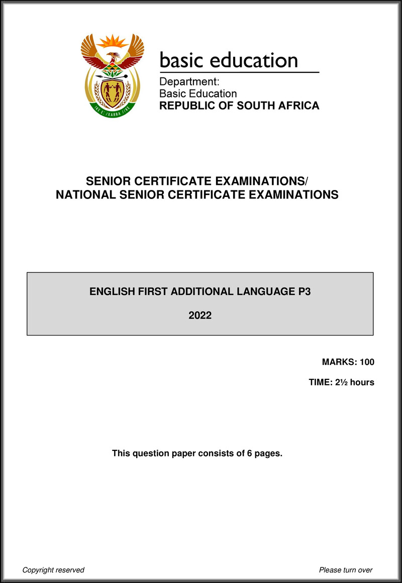 Grade 12 English past paper 2022 – english fal p3 may june 2022 gr12