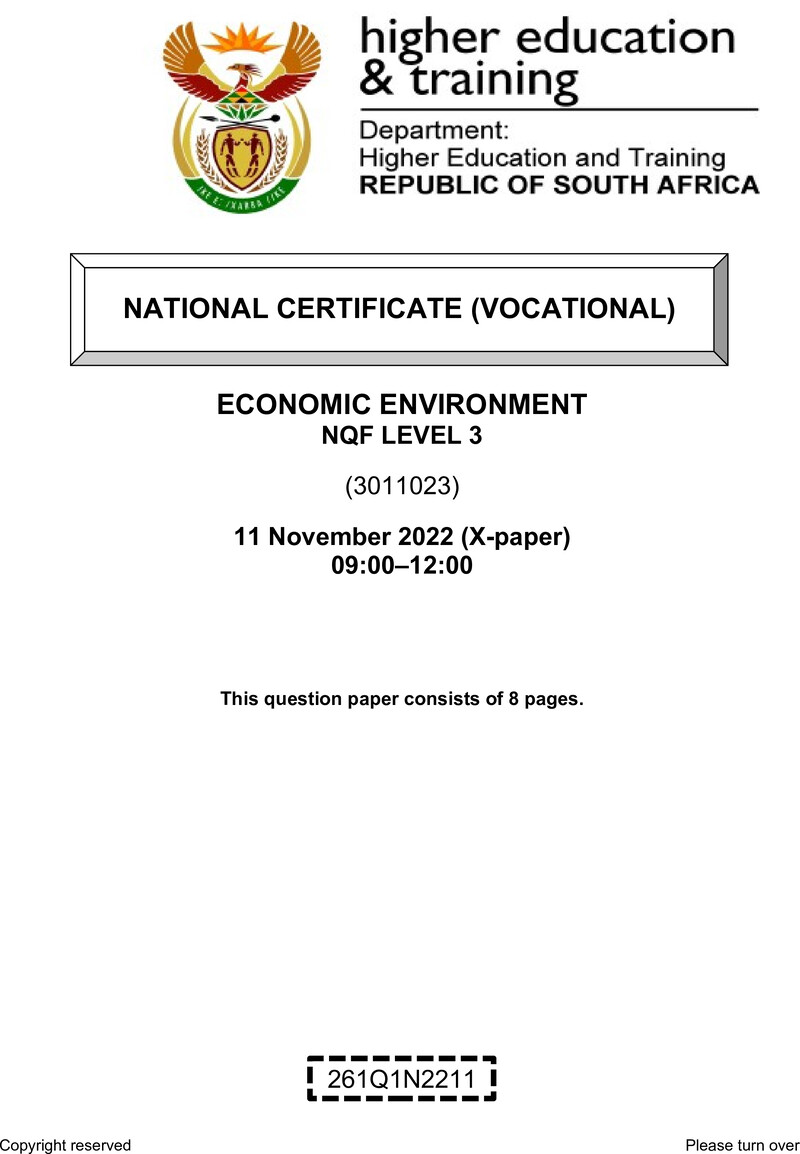 Nc860 Economic Environment L3 QP Nov 2022
