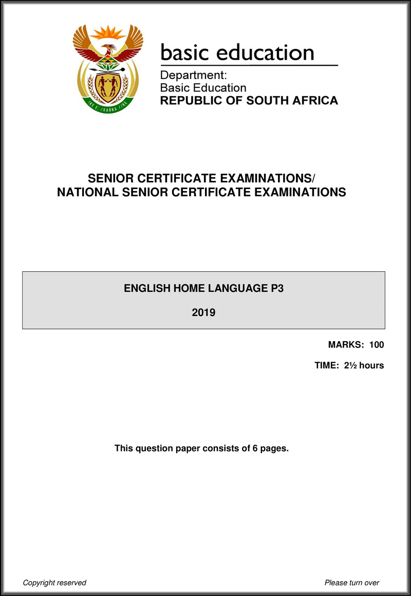 English Hl P3 May June 2019 Gr12