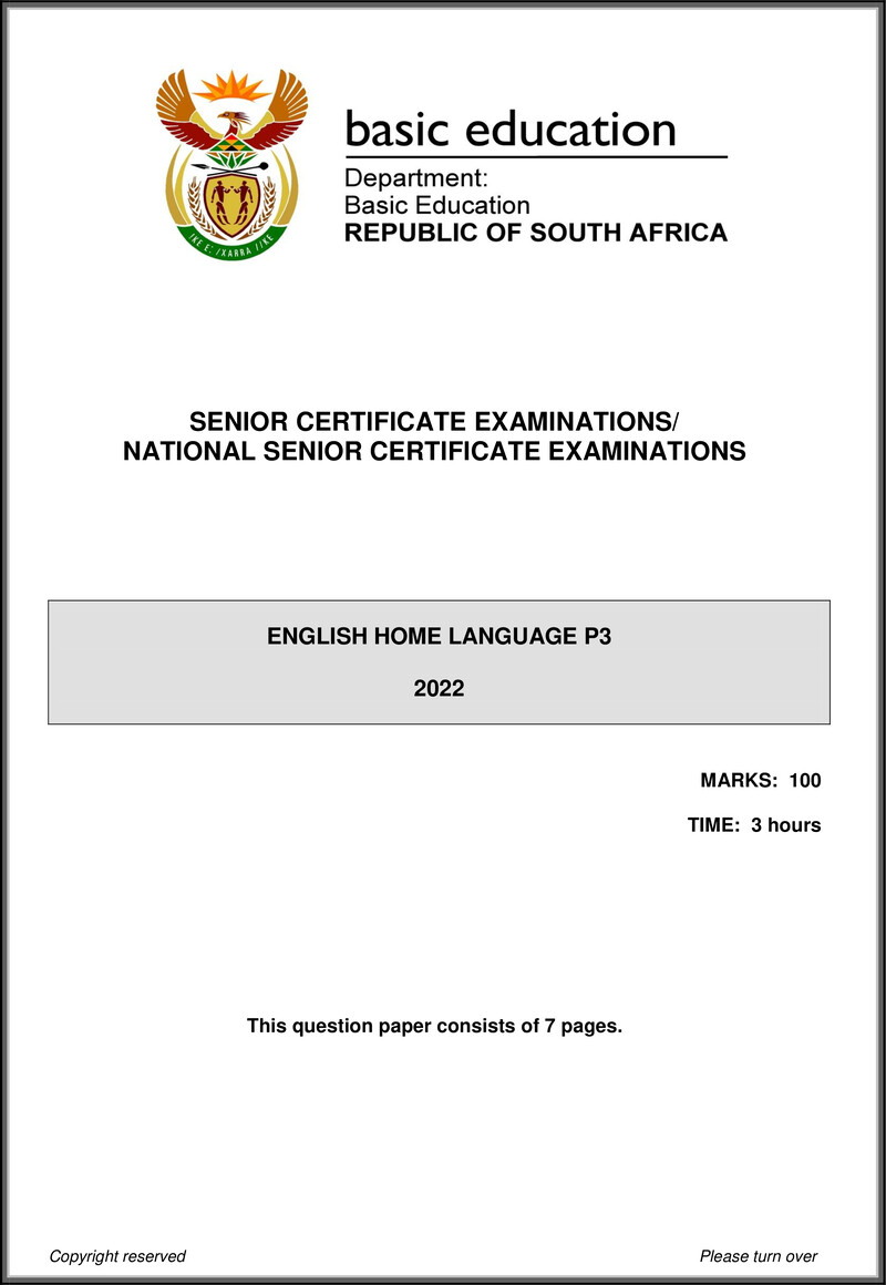 English Hl P3 May June 2022 Gr12