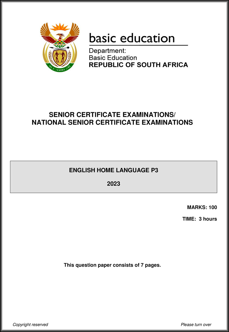 English Hl P3 May June 2023 Gr12