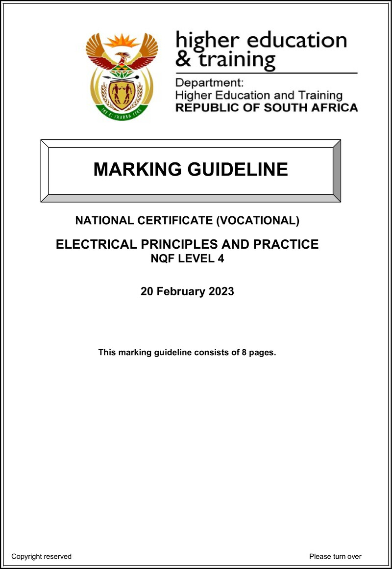 Nc900 Electrical Principles And Practice L4 Supp Memo Feb 2023 Signed Off