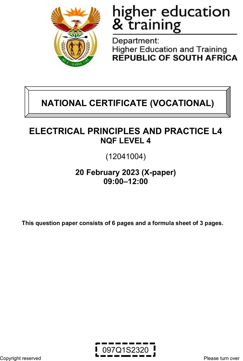 Nc900 Electrical Principles And Practice L4 Supp QP Feb 2023 Signed Off