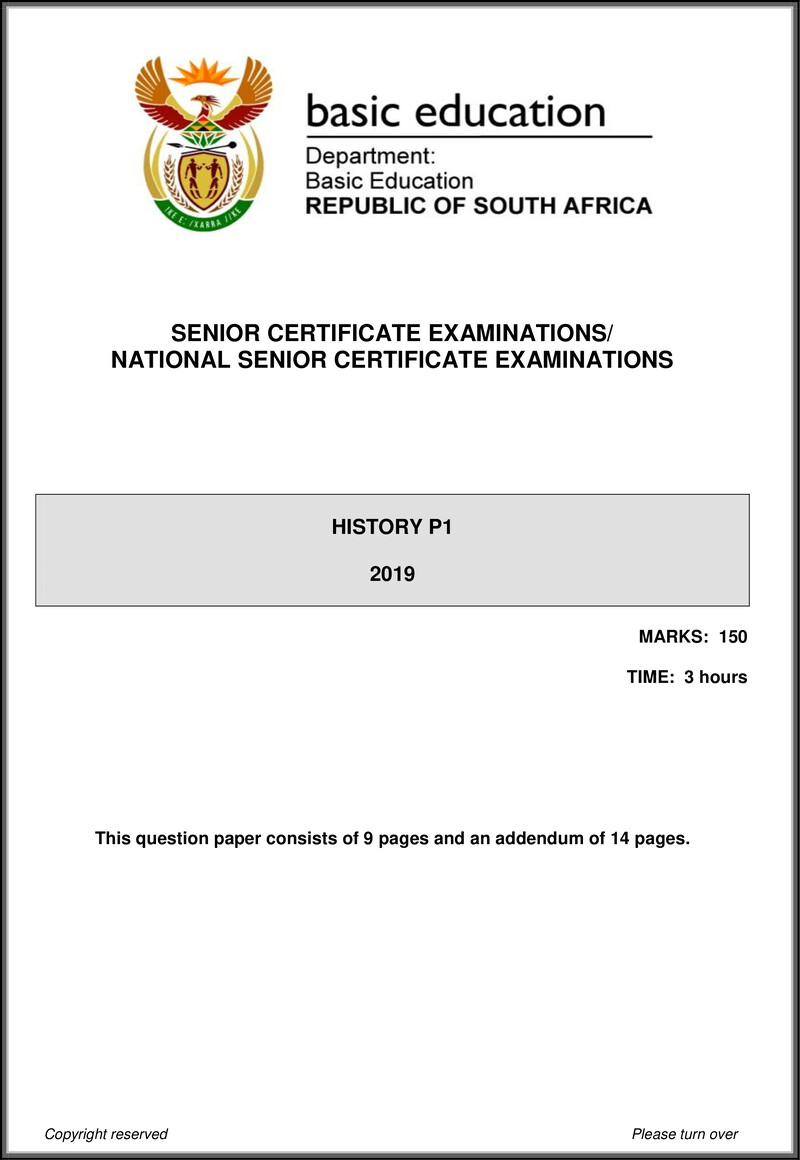 Grade 12 History past paper 2019 – history p1 may june 2019 eng gr12