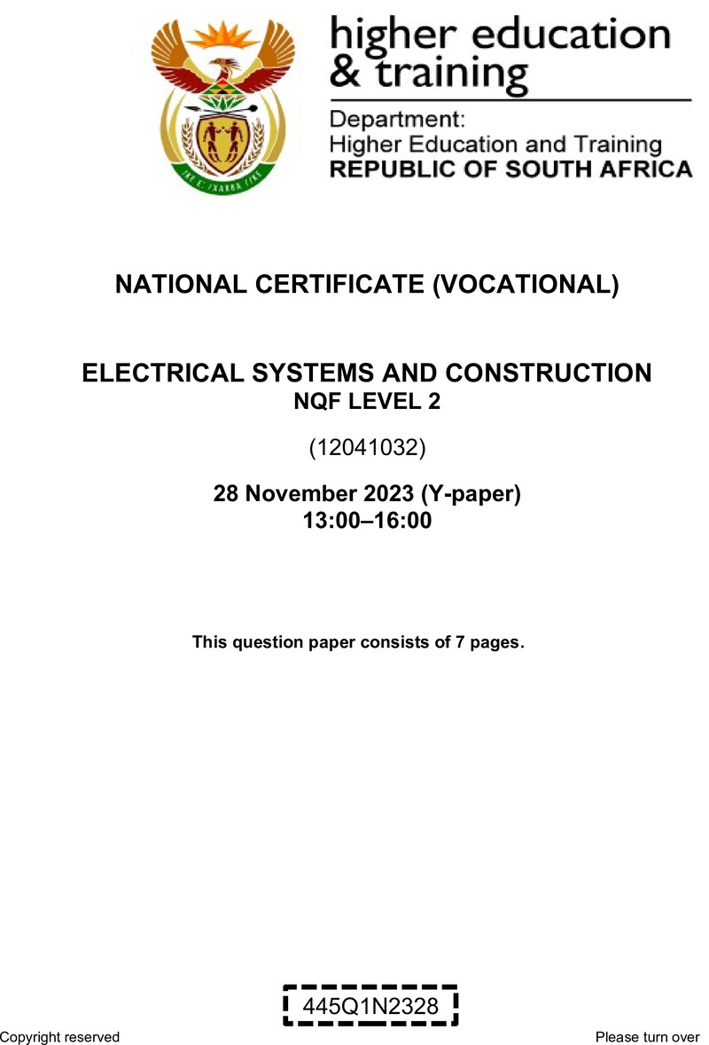 Nc910 Electrical Systems And Construction L2 QP Nov 2023 Edited