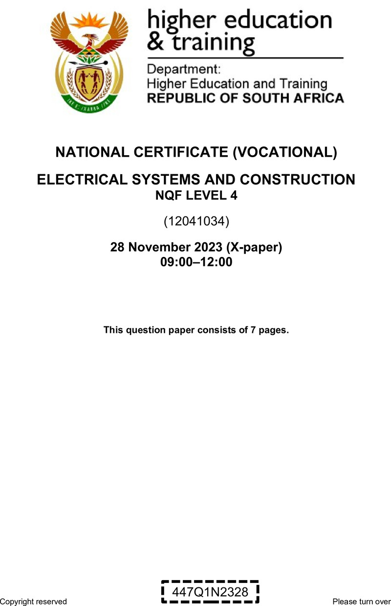 Nc930 Electrical Systems And Construction L4 QP Nov 2023 Signed Off