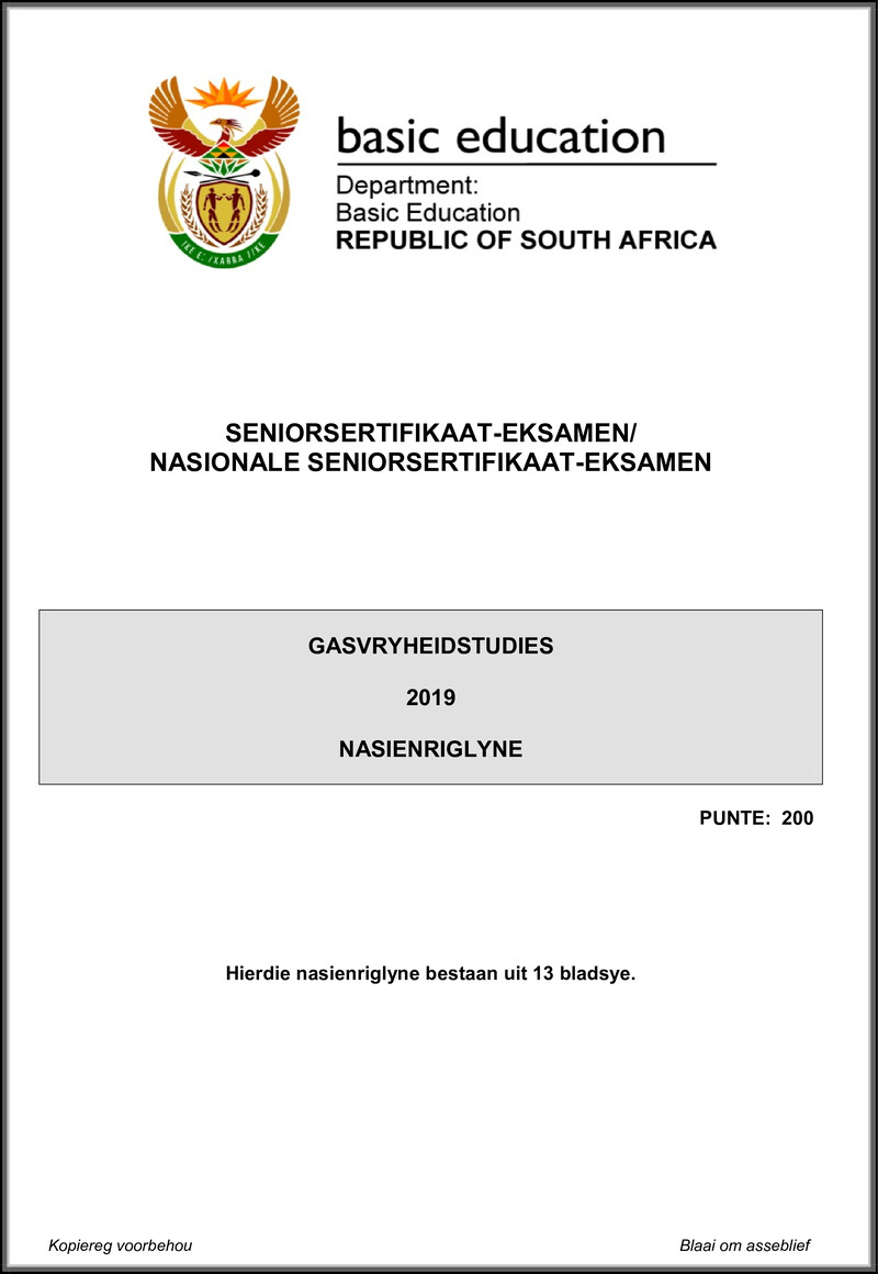 Hospitality Studies May June 2019 Memo Afr Gr12