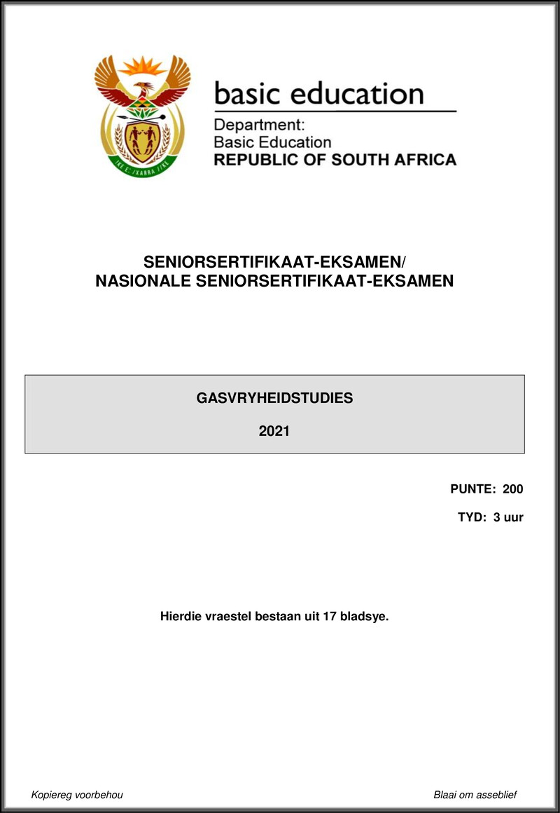 Hospitality Studies May June 2021 Afr Gr12