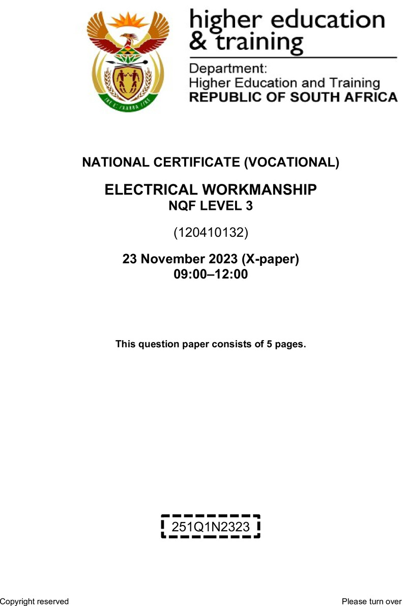 Nc940 Electrical Workmanship L3 QP Nov 2023 Ed