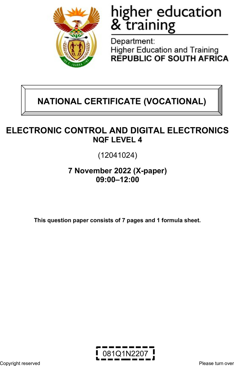 Nc980 Electronic Control And Digital Electronics L4 QP Nov 2022 Signed Off