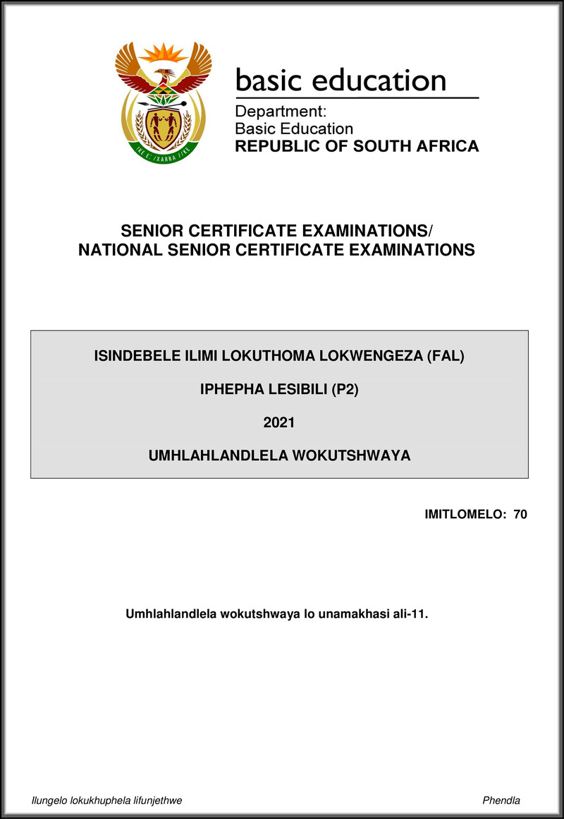 Isindebele Fal P2 May June 2021 Mg Gr12