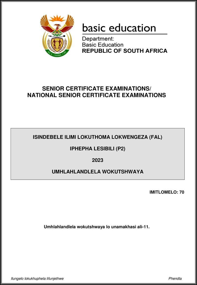 Isindebele Fal P2 May June 2023 Mg Gr12