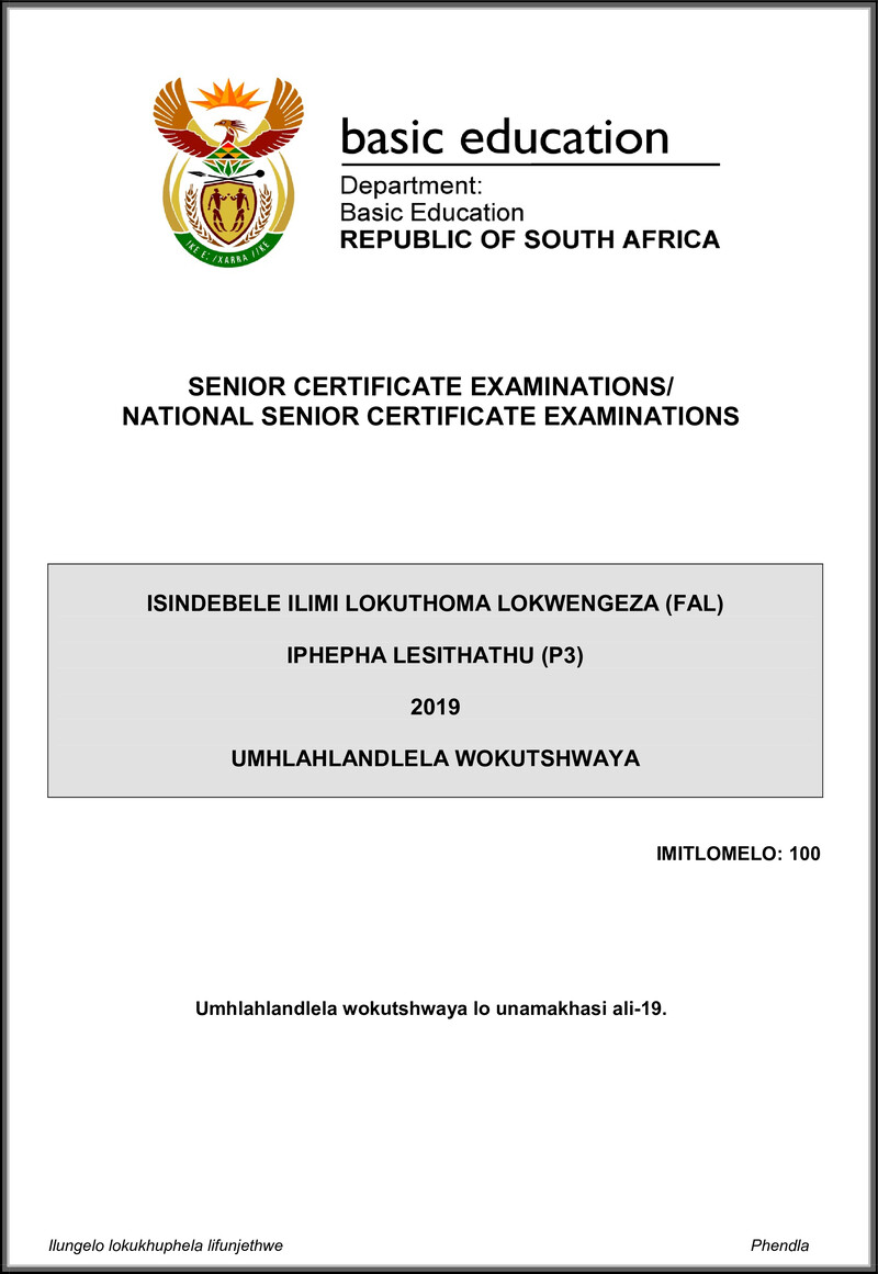 Isindebele Fal P3 May June 2019 Memo Gr12