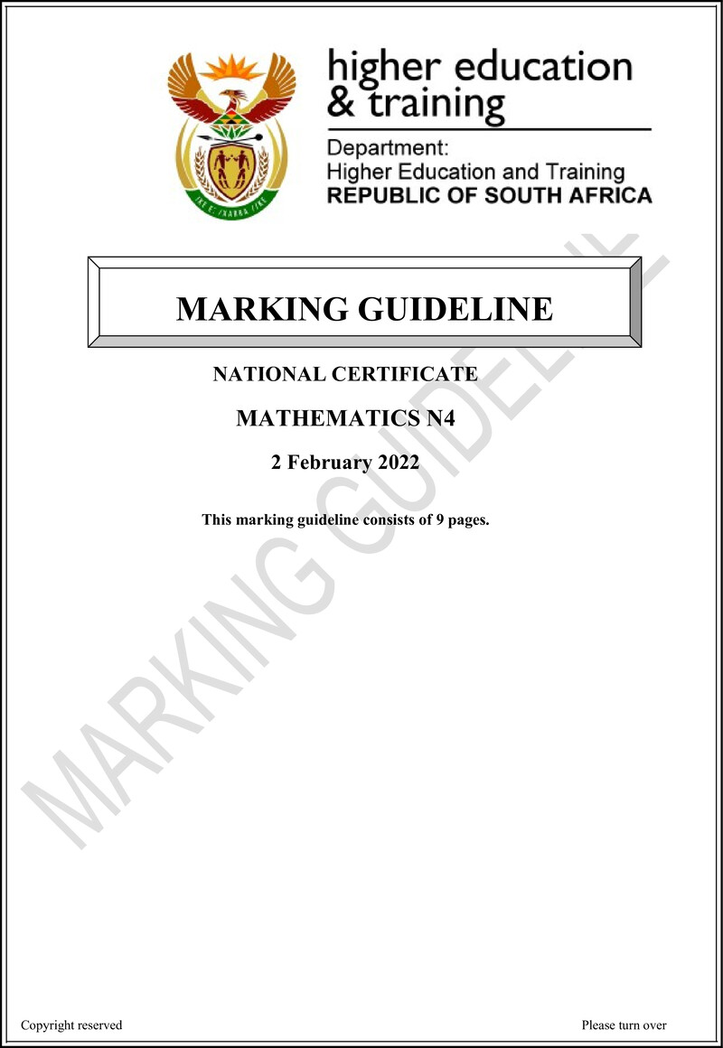 T1020 Mathematics N4 Memo April 2022