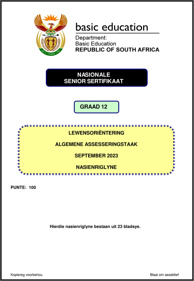 Life Orientation September 2023 Mg Afr Gr12
