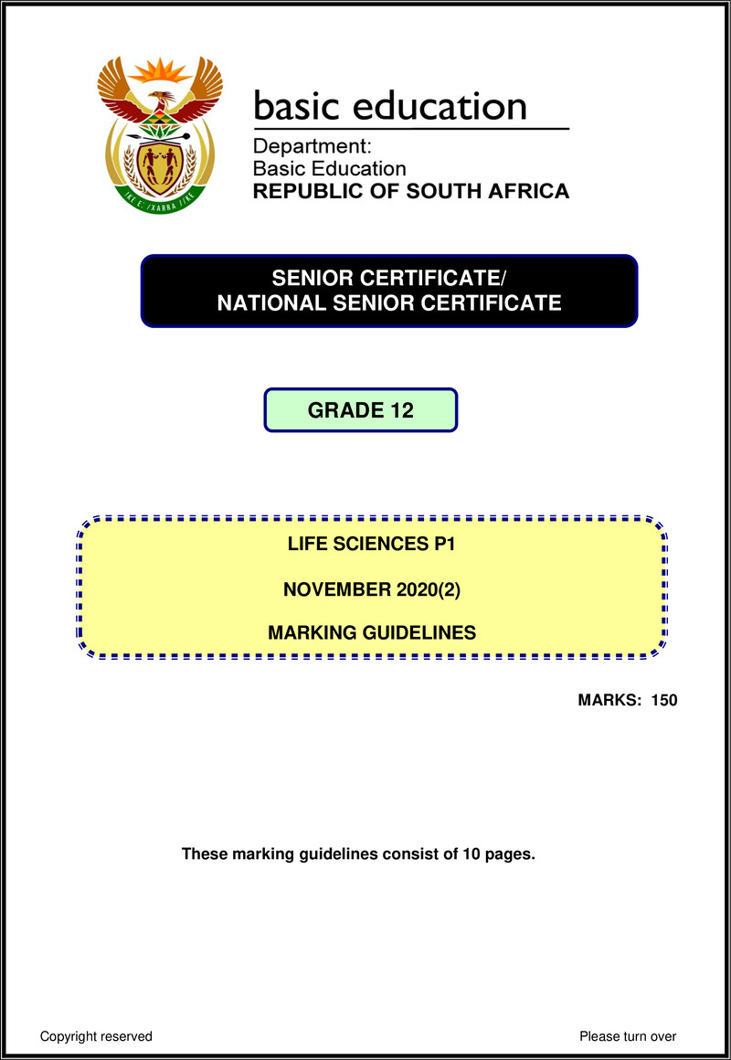 Life Sciences P1 Nov 2020 Memo Eng Gr12