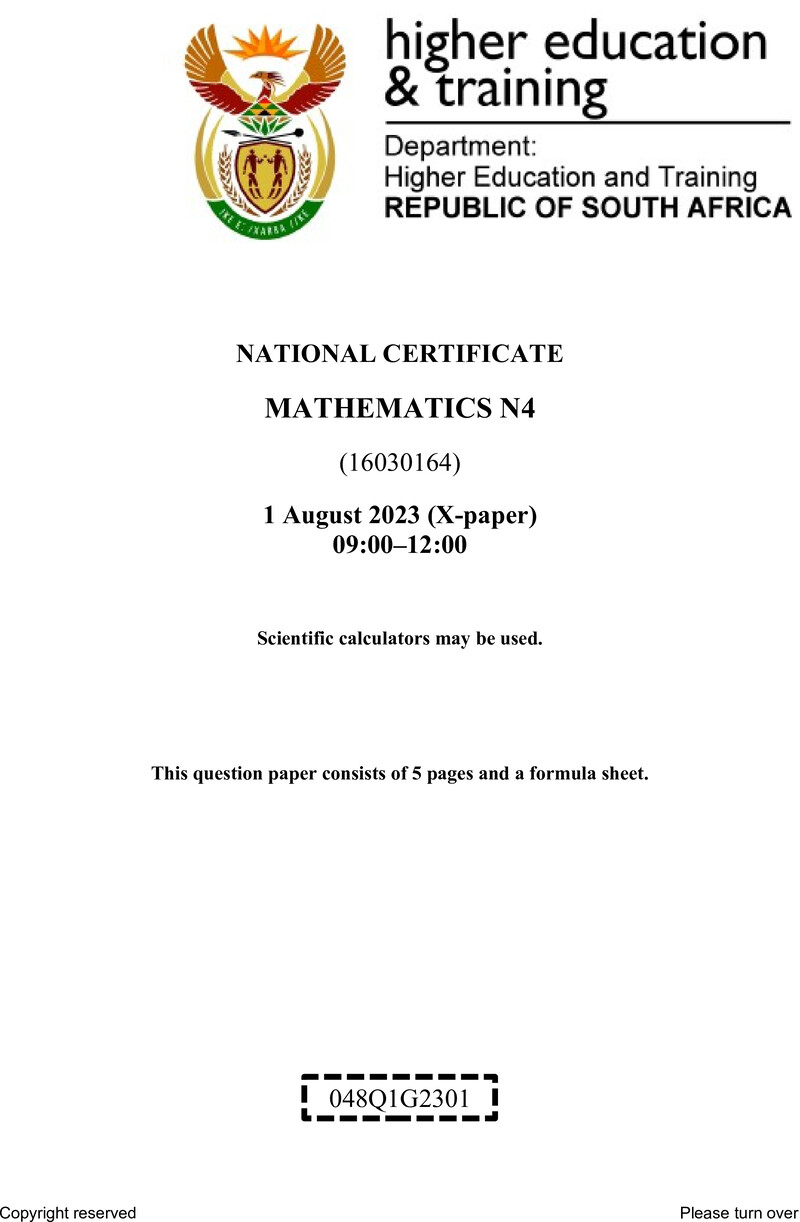 T1020 Mathematics N4 QP Aug 2023