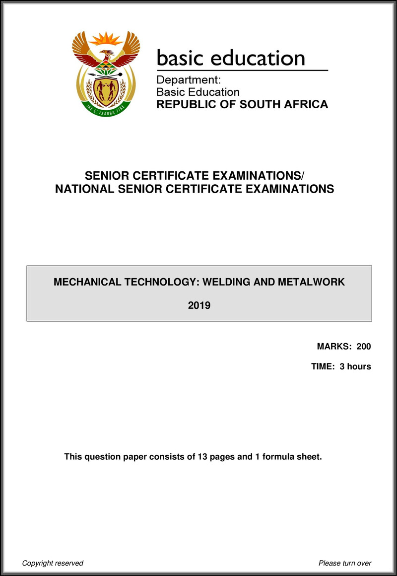 Mechanical Technology May June 2019 Welding Metalwork Eng Gr12