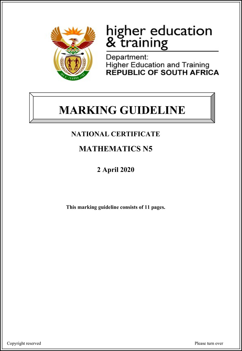 T1030 Mathematics N5 MEMO April 2020 preview