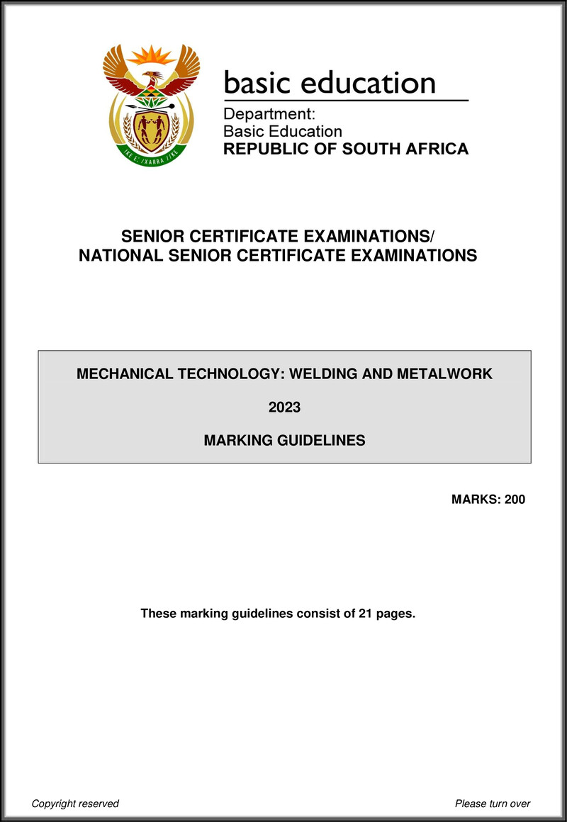 Mechanical Technology May June 2023 Welding Metalwork Mg Eng Gr12