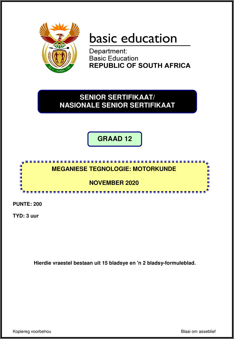 Mechanical Technology Nov 2020 Automotive Afr Gr12
