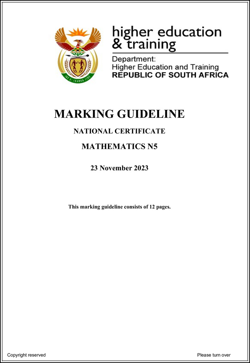 T1030 Mathematics N5 Memo Nov 2023