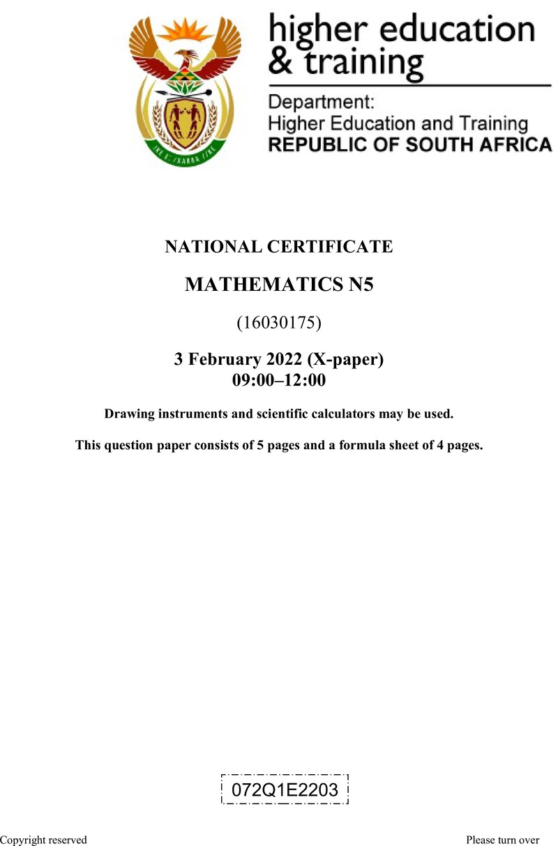 T1030 Mathematics N5 QP April 2022