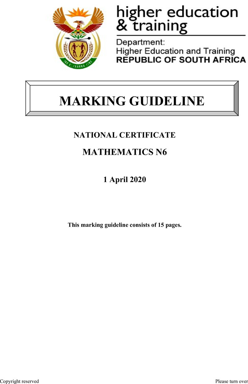 T1040 Mathematics N6 April Memo 2020