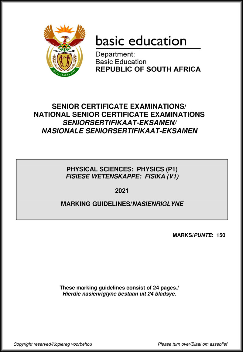 Physical Sciences P1 May June 2021 Mg Afr Eng Gr12