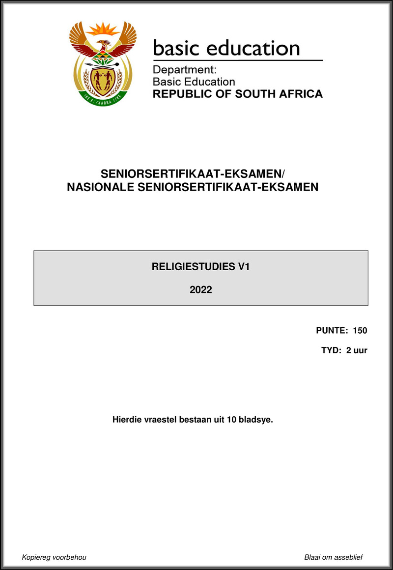 Religion Studies P1 May June 2022 Afr Gr12