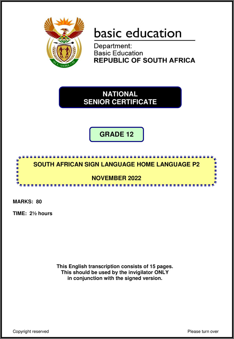 Sasl Hl P2 November 2022 Transcription Gr12
