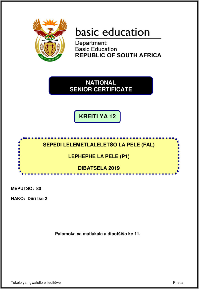 Sepedi Fal P1 Nov 2019 Gr12
