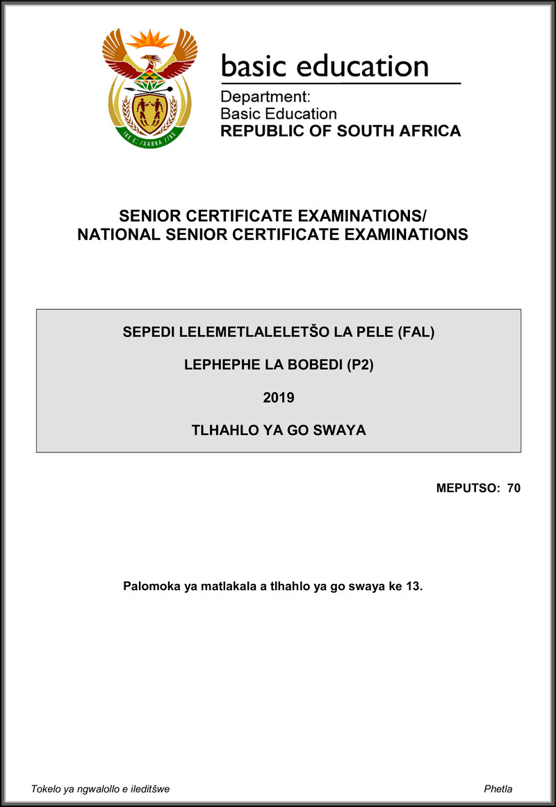 Sepedi Fal P2 May June 2019 Memo Gr12