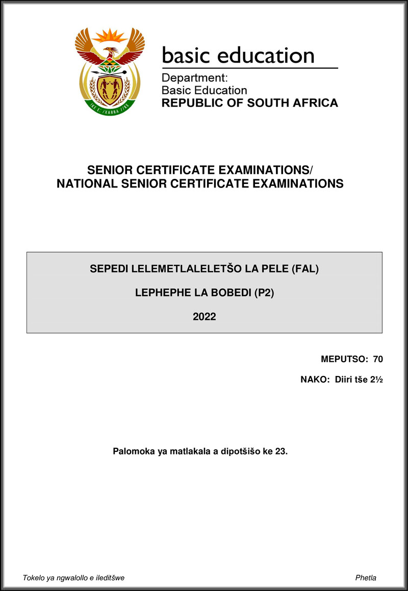 Sepedi Fal P2 May June 2022 Gr12