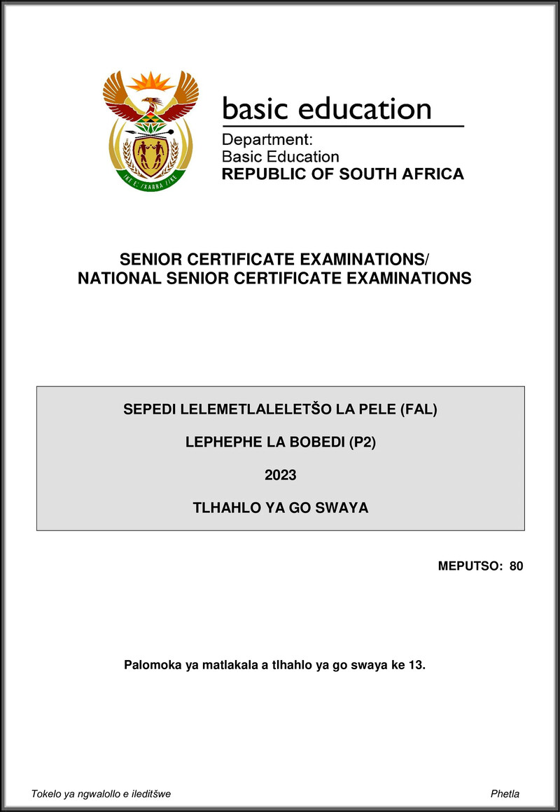 Sepedi Fal P2 May June 2023 Mg Gr12