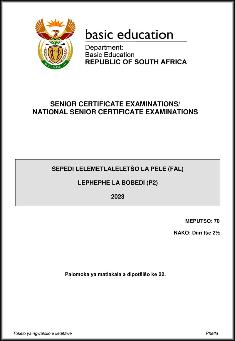 Sepedi Fal P2 May June 2023 Gr12