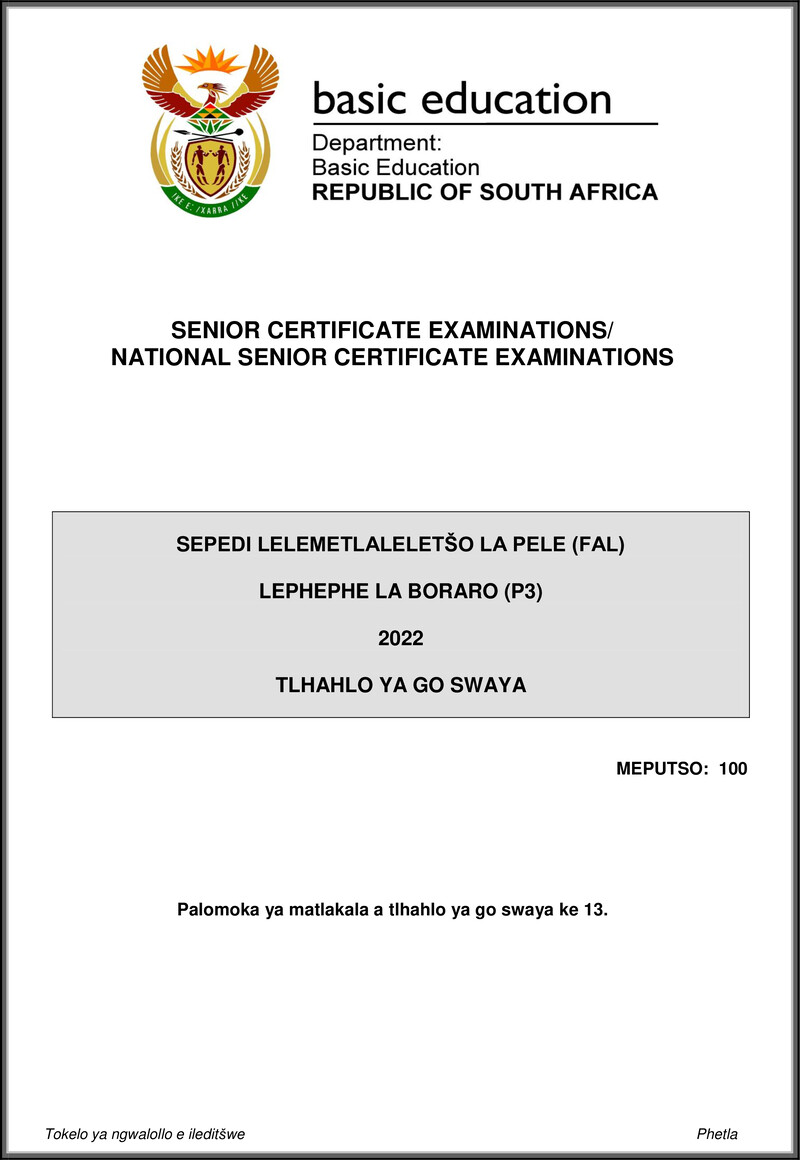 Sepedi Fal P3 May June 2022 Mg Gr12