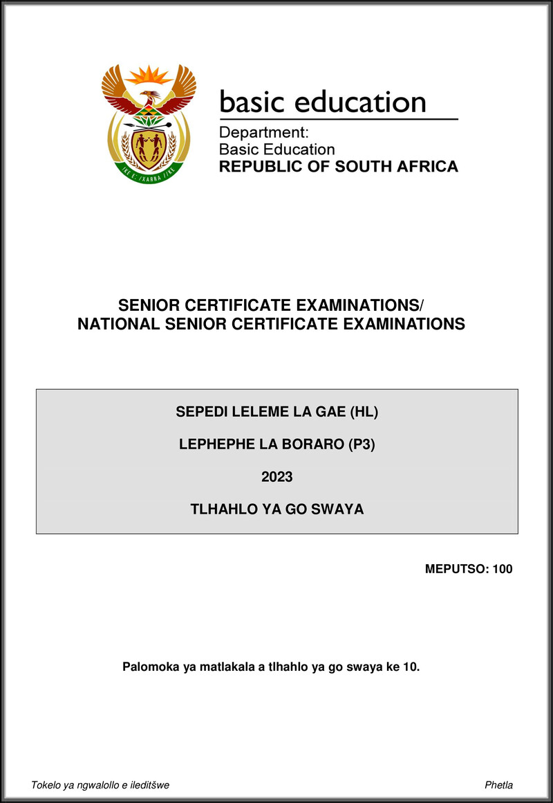Sepedi Hl P3 May June 2023 Mg Gr12