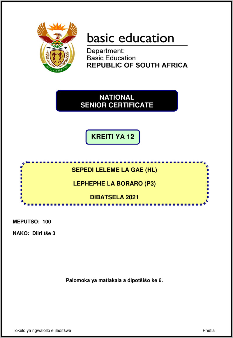 Sepedi Hl P3 Nov 2021 Gr12
