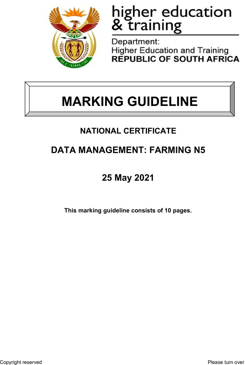 Data Management Farming N5 June Memo 2021